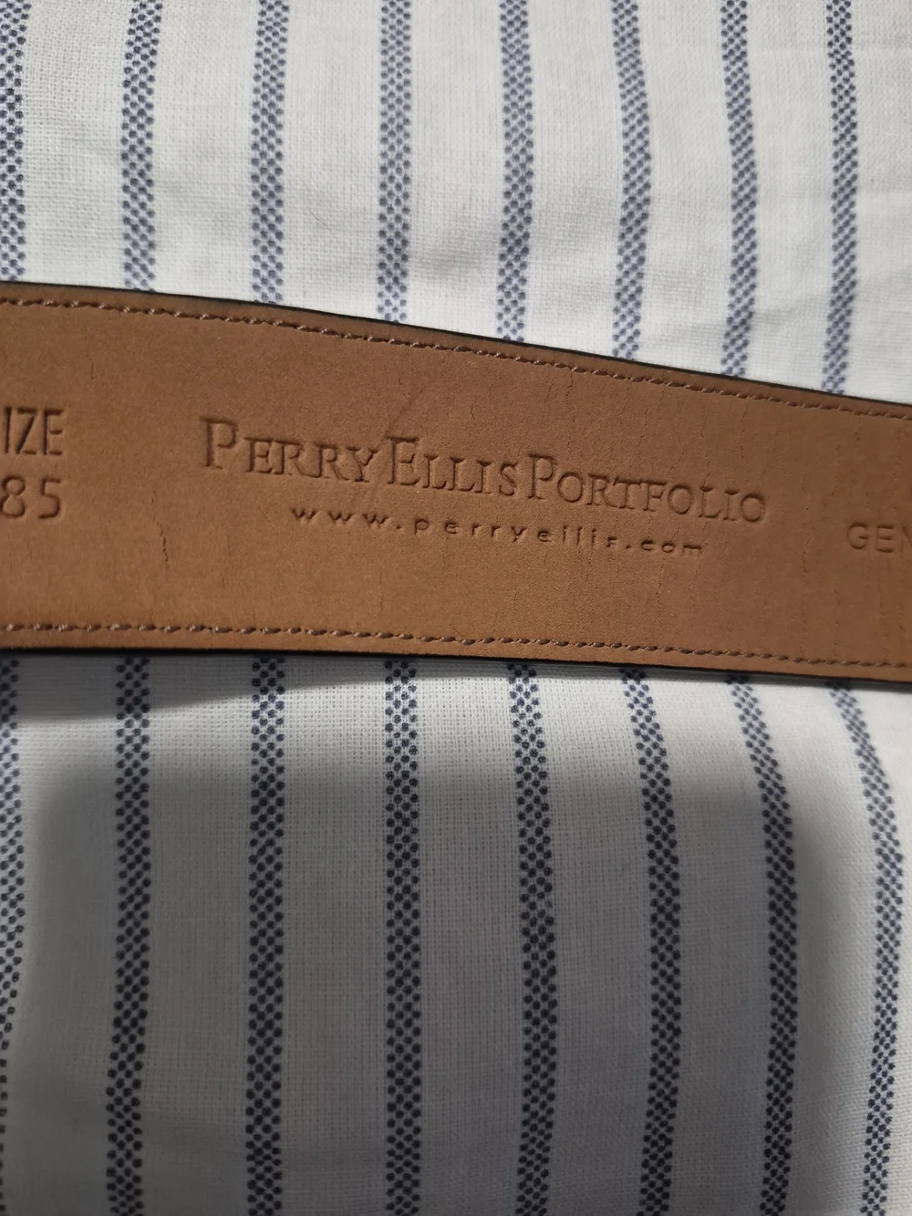 Perry Ellis Brown Leather Belt with Brush NickelBuckle Genuine‎ Cowhide Size 34